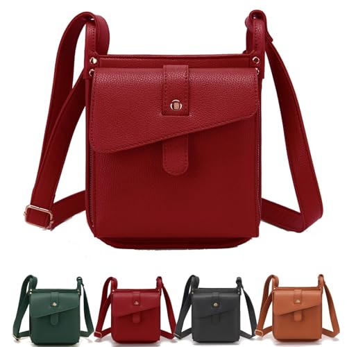 Generisch Dollver Umhängetasche, große Kapazität, Schulterdesign mit mehreren Taschen, Diebstahlschutztasche, Handtasche mit integrierter Brieftasche (Red) von Generisch