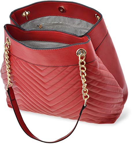 Generisch Doppelkammer Damen Handtasche Shopperbag Damentasche rot von Generisch