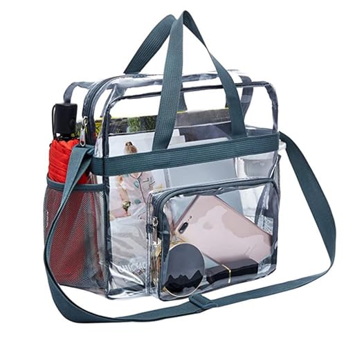 Generisch Durchsichtige Stadion-Einkaufstasche, PVC + Polyester | Tragetasche Transparent With Verstärkte Nähte Strapazierfähig Leicht Stadions Einkaufen Klare Tasche Für Stadionbesuche von Generisch