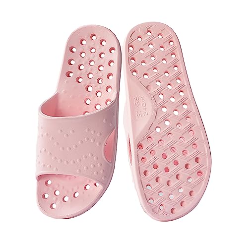 Generisch Duschschuhe für Damen und Herren, schnell trocknende, rutschfeste Badepantoffeln, Duschsandalen mit Abflusslöchern Hohe Schuhe Damen Dicker Absatz (Red, 37-38) von Generisch