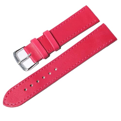 Generisch EDVTK35 10 Farben Armband Uhr Leder Uhrenarmband 12mm 14mm 16mm 18mm 20mm 22mm 24mm Kompatibel mit Damen Herren Uhrenarmbändern Einfarbige Uhrengürtel(Hot Pink,24mm) von Generisch