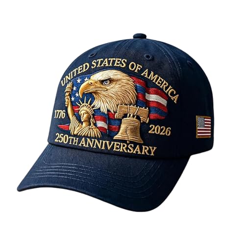 Generisch Eagle & Liberty United States 250th Anniversary Hat, Adjustable Printed Patriotic Baseball Cap for Men and Weman von Generisch