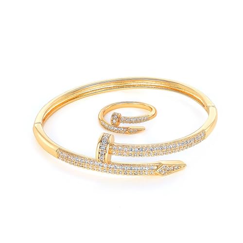 Generisch Edelstahl Armaband Vergoldet Dünnes Verstellbare Ring zirkonia stein (Halskette) von Generisch