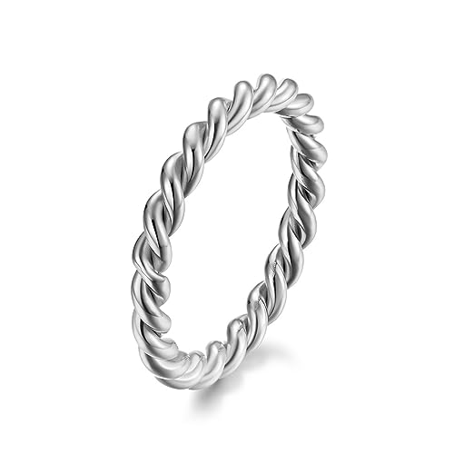 Generisch Edelstahl Ring Damen Herren Geflochten Fingerring Schmuck 3mm Breit (Silber, 65 (20.7)) von Generisch