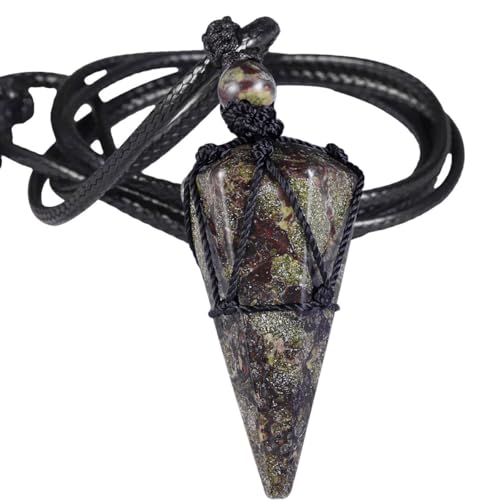 Generisch Edelstein Kette, Verstellbare Wachsseil-Mode-Halskette Mit Natürlichem Edelsteinkristall, Spitze Sechseckige Säule, Energieschmuck Für Männer Und Frauen, Drachenblut von Generisch