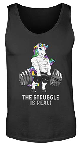 Generisch Einhorn Kreuzheben Tank Top The Struggle is real Bodybuilder Powerlifter - Herren Tanktop -M-Schwarz von Generisch