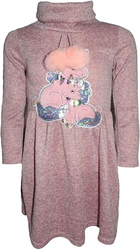 Generisch Einhorn Unicorn Mädchen Kinder Pulloverkleid Pailletten Kleid Pulli Kleidung Langarm Sweatshirt Langpullover Winterkleid/Rosa 104-110 von Generisch