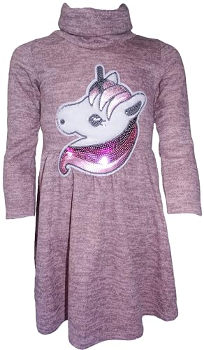 Generisch Einhorn Unicorn Mädchen Kinder Pulloverkleid Pailletten Kleid Pulli Kleidung Langarm Sweatshirt Langpullover Winterkleid SuknelesRosa104-110 von Generisch