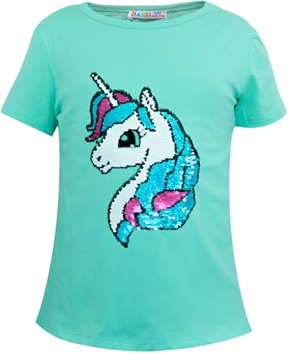 Generisch Einhorn4 Kinder Mädchen T-Shirt Bluse Kurzarm Grün1 140-146 von Generisch