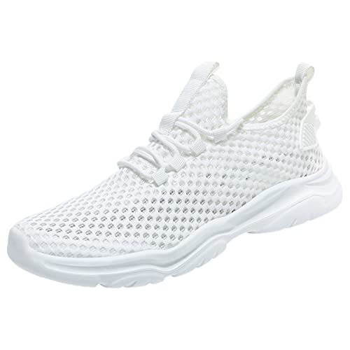 Generisch Einlagen Schuhe Zu Groß Herren Männer Sportschuhe Mode Muster Sommer Mesh Hohl Atmungsaktive Bequeme Leichte Schnürschuhe Fahrrad Schuhe Herren 46 (White, 45) von Generisch