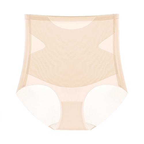 Generisch Eisseide Slips Damen Bauch Weg Hohe Taille Slip Ultra Dünn Hipster Durchsichtige Panties Seamless Stretch Unterhose Atmungsaktiv Briefs Einfarbig Weich Underwear Beige XXL von Generisch