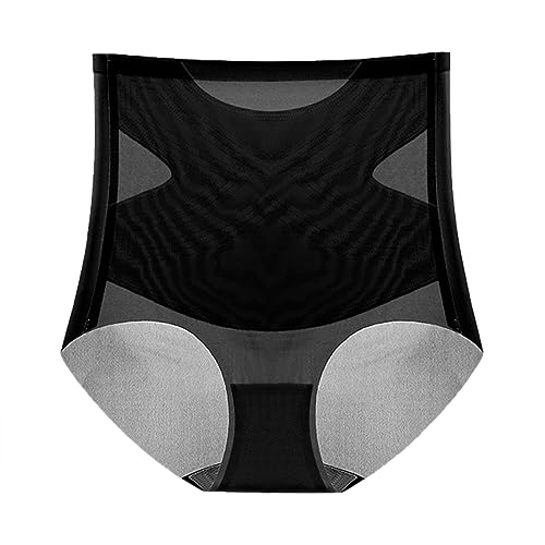 Generisch Eisseide Slips Damen Bauch Weg Hohe Taille Slip Ultra Dünn Hipster Durchsichtige Panties Seamless Stretch Unterhose Atmungsaktiv Briefs Einfarbig Weich Underwear Schwarz L von Generisch