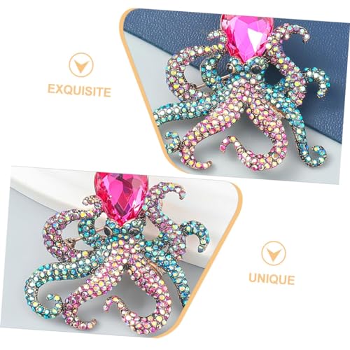 Generisch Elegante Damen Strass oktopus Brosche Anstecknadel Tiermotiv Schmuck für Kleidung Taschen Hüte Vielseitiger Pin mit Sicherem Halt und Feiner Verarbeitung Geschenkidee für Frauen von Generisch