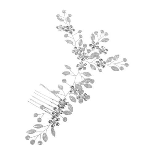 Generisch Eleganter Braut Haarkamm Silberfarbener Strass Blumen Haarschmuck Hochzeit Kopfschmuck für Frauen Mädchen Sicherer Halt Vielseitiges Accessoire für Festliche Anlässe von Generisch