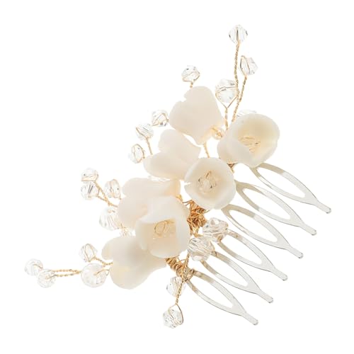 Generisch Eleganter Braut Haarkamm mit Handgefertigten Weißen Resinblumen Vielseitiger Hochzeitsschmuck als Seitenkamm oder Haarnadel Leicht und Passend für Hochzeitszeremonien und von Generisch