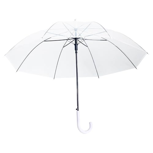 Generisch Eleganter Großer Regenschirm，Durchsichtiger Regenschirm, weißer Stockschirm ，Eleganter Stockschirm in transparent，Automatik, Perfekt als Partnerschirm oder Hochzeitsschirm (100cm) von Generisch