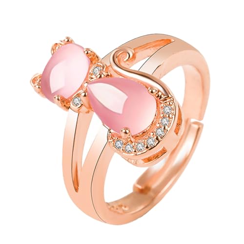Generisch Eleganter Offener Damenring Rosegold mit Feinem Katzenmotiv und Strassbesetzter Verzierung Verstellbarer Kreativer Fingerring für Anlässe und Stilbewusste Trägerinnen von Generisch