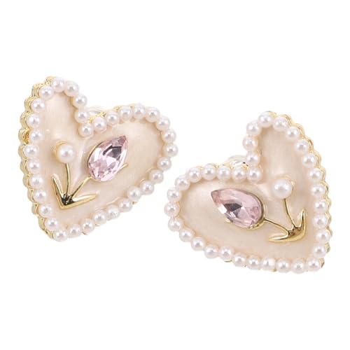 Generisch Enamel Ohrstecker Damen Herzform Tulpen design Frühlingsschmuck Leichte Statement ohrringe Süßes Partyaccessoire für Frauen und Mädchen Weiß von Generisch