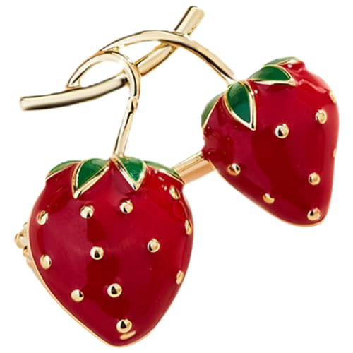 Generisch Erdbeer Brosche für Damen Robuste Anstecknadel Metall für Kleidung Schals und Hüte Dekorative Brosche im Fruchtigen Design Perfektes für Anlässe und Reisen Öl Tropfende Erdbeere von Generisch