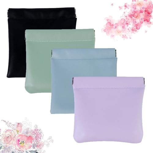 Generisch Erebloom Lederbeutel, personalisierter Leder-Organizerbeutel mit Druckknopfverschluss, Druckknopfverschluss, tragbare Mini-Kosmetiktaschen, zum Einkaufen und Reisen (B) von Generisch