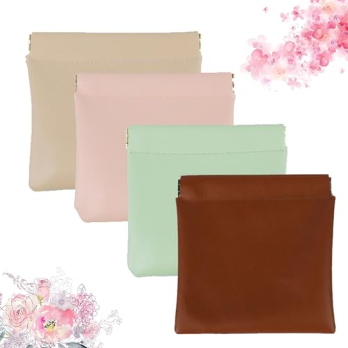 Generisch Erebloom Lederbeutel, personalisierter Leder-Organizerbeutel mit Druckknopfverschluss, Druckknopfverschluss, tragbare Mini-Kosmetiktaschen, zum Einkaufen und Reisen (C) von Generisch