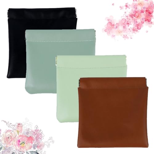 Generisch Erebloom Lederbeutel, personalisierter Leder-Organizerbeutel mit Druckknopfverschluss, Druckknopfverschluss, tragbare Mini-Kosmetiktaschen, zum Einkaufen und Reisen (D) von Generisch