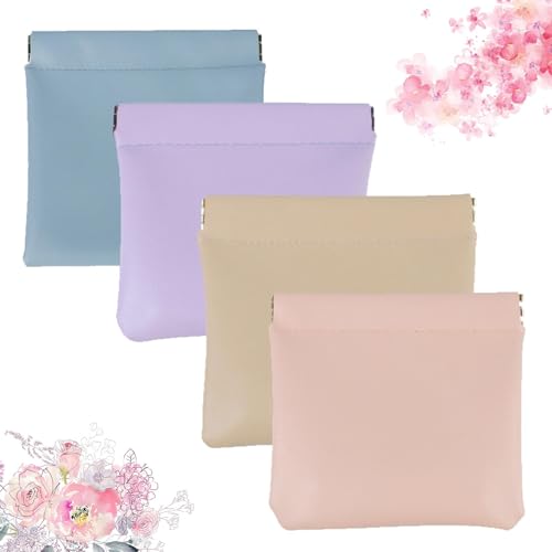 Generisch Erebloom Lederbeutel, personalisierter Leder-Organizerbeutel mit Druckknopfverschluss, Druckknopfverschluss, tragbare Mini-Kosmetiktaschen, zum Einkaufen und Reisen (E) von Generisch