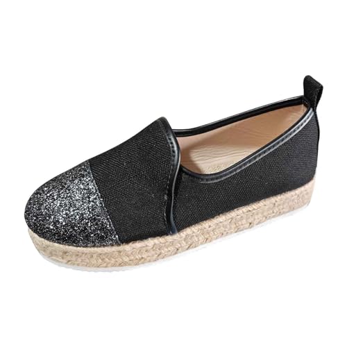 Generisch Espadrilles Damen Slip On Bequem Absatzschuhe Plateau Schlupfschuhe Leinen Walkingschuhe Orthopedic Leinenschuhe Platform Freizeitschuhe Ohne Schnürer Stoffschuhe Sommerschuhe von Generisch