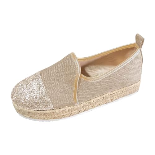 Generisch Espadrilles Damen Slipper Loafer Sommer Latschen Stoffschuhe Sommerschuhe Plateau Mokassin Schlüpfschuhe Elegant Karneval Laufschuhe Festliche Damenschuhe Schlüpfschuhe von Generisch