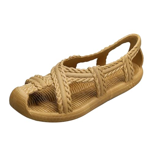 Generisch Espadrilles Sandaletten Damen Handarbeit Gewebtes Freizeitschuhe Flache Sandalen Damenschuhe Bodenschuhe Sommerschuhe Strand Schuhe Freizeit Leichte Bequeme Mode Retro Indoor/Outdoor von Generisch