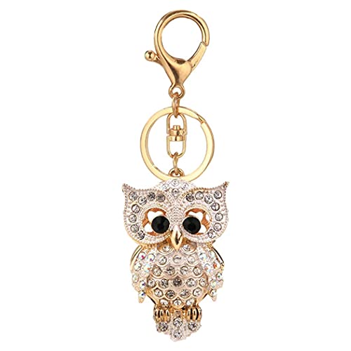 Generisch Eule Schlüsselanhänger mit Rhinestone, Süßer Schlüsselbund Eulen, Freundschaft und Liebe Glücksbringer aus Legierung für Frauen, Schlüsselring für Brieftasche Rucksack Handtasche (Weiss) von Generisch