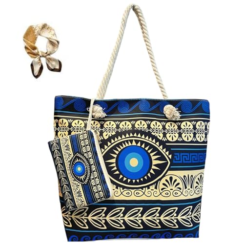 Generisch Evil Eye Beach Tote Bag,Handmade Canvas Shoulder Bag with Mini Pouch,Large Capacity Women's Underarm Satchel Generisch Evil Eye Beach Tote Bag,Handmade Canvas Shoulder Bag with Mini Pouch,Large Capacity Women's Underarm Satchel von Generisch