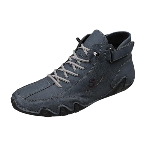 Generisch Extra Bequeme BarfußSchuhe Herren Outdoor Wanderschuhe High Top Turnschuhe Flache rutschfeste Sportschuhe StraßEnlaufschuhe Wasserdicht Wanderstiefel Sommer Herbst Schlupfschuhe Bergschuhe von Generisch