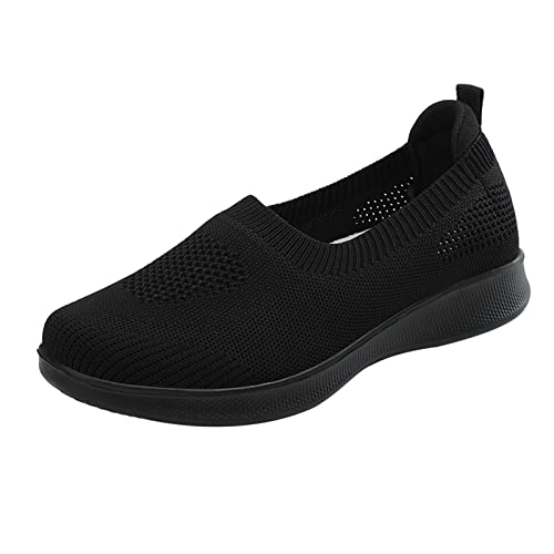 Generisch Extra Breite Schuhe Damen Slip On Breathe Mesh Wanderschuhe Comfort Flat Loafers Schuhe Damen Schwarz Elegant Pumps (Black, 38) von Generisch