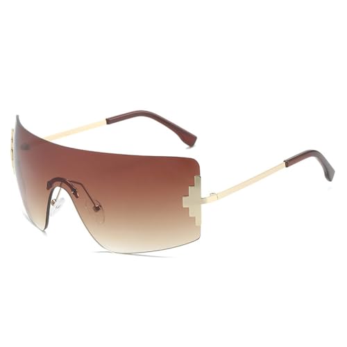 Generisch FHKQMLFQ-Randlose Herren-Sonnenbrille mit Metallrahmen im Retro-Stil, Hip-Hop-Stil, einteilig, rahmenlos, für Damen Generisch FHKQMLFQ-Randlose Herren-Sonnenbrille mit Metallrahmen im Retro-Stil, Hip-Hop-Stil, einteilig, rahmenlos, für Damen von Generisch