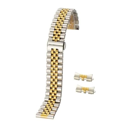Generisch FYXT 12 13 14 16 17 18 19 20 21 22mm Solide Edelstahl Armband Armband Hohl Arc Interface Uhr Band(Silver Gold,18mm) von Generisch