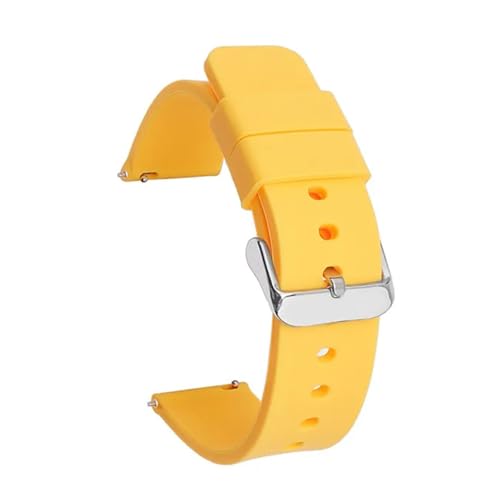 Generisch FYXT 14 Mm 16 Mm 18 Mm 19 Mm 20 Mm 21 Mm 22 Mm 24 Mm Schnellverschluss-Uhrenarmband Aus Weichem Silikon(Yellow silver,24mm) von Generisch