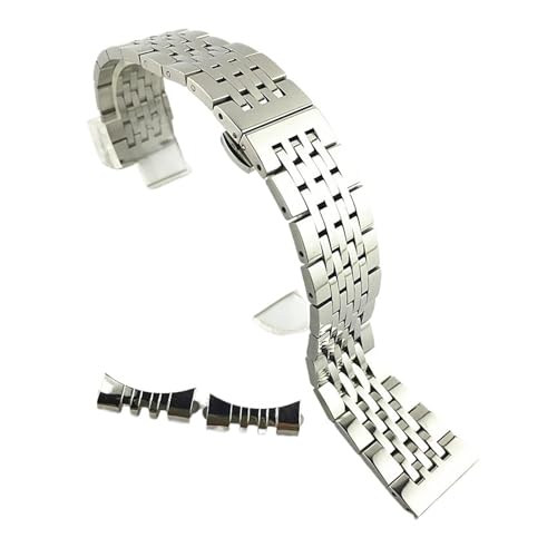 Generisch FYXT 16 Mm 18 Mm 19 Mm 20 Mm 21 Mm 22 Mm 316L Massives Edelstahl-Uhrenarmband Mit Schmetterlingsverschluss(Silver,20mm) von Generisch