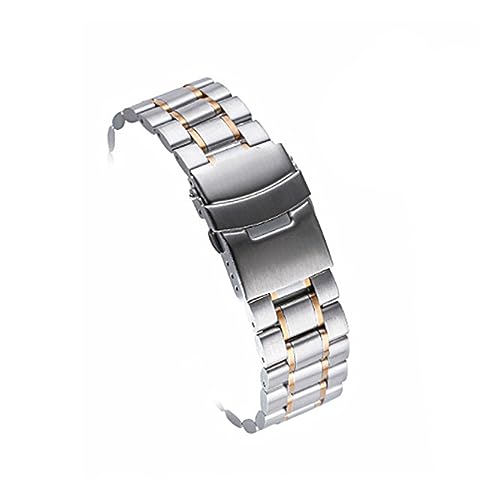 Generisch FYXT 18/20/22/24 Edelstahl Massives Uhrenarmband Bogenende Stahlarmband Versicherung Faltschließe Ersatzuhrenarmband(Straight Silver-REGD,20mm) von Generisch