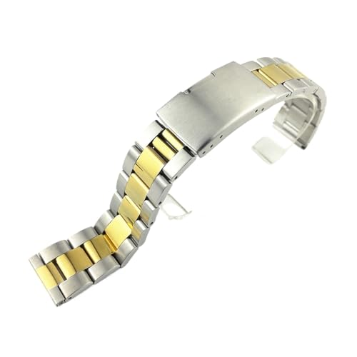 Generisch FYXT 18 20 22 24 26 28 Mm Massives Edelstahlarmband Uhrenarmband Metallfaltschließe Ersatzband Uhrenzubehör(Silver and gold,22mm) von Generisch