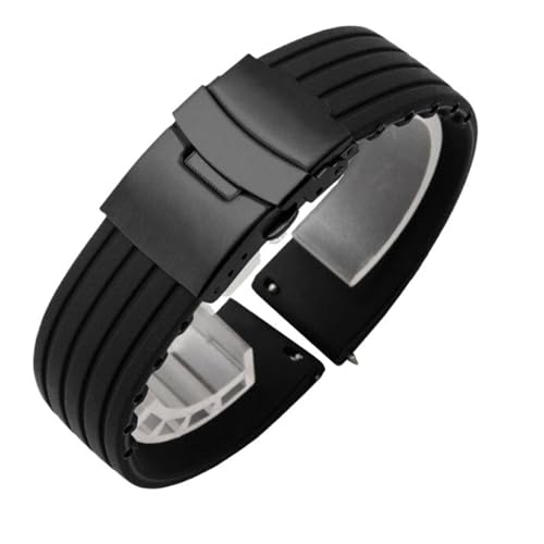 Generisch FYXT 18mm 20mm 22mm 24mm Schnellverschluss Silikon Uhrenarmband Herren Damen Gummi Sportbänder Handgelenk Armband(Black Black,18mm) von Generisch