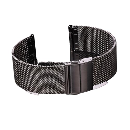 Generisch FYXT 316l Edelstahl Uhrenarmband Damen Herren Ersatzband Uhrenarmband 16mm 18mm 20mm 22mm Silber Schwarz(Type 2 Black,16mm) von Generisch