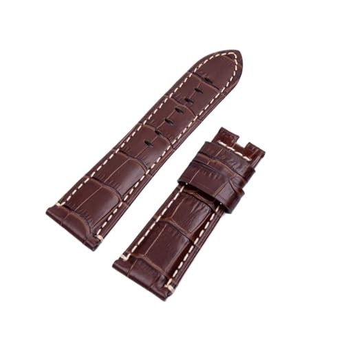 Generisch FYXT Echtes Krokodilmuster Armband for Panerai-Armband PAM441 Schmetterlingsschnalle 24 Mm 26 Mm(Brown Beige Line,26MM PAM Mark_Silver Buckle) von Generisch