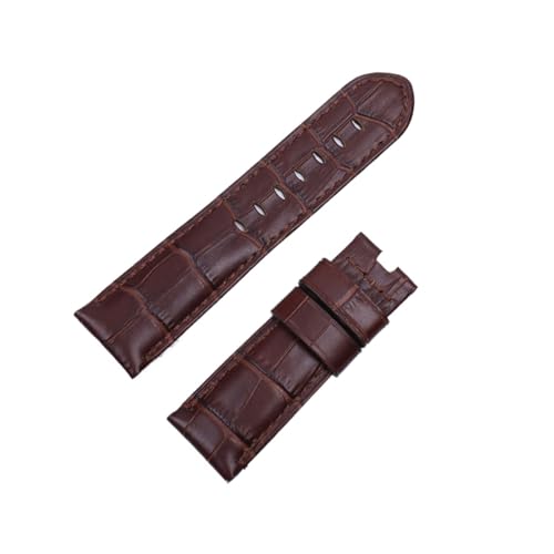 Generisch FYXT Echtes Krokodilmuster Armband for Panerai-Armband PAM441 Schmetterlingsschnalle 24 Mm 26 Mm(Brown Brown Line,24MM PAM Mark_BLK Folding Buckle) von Generisch