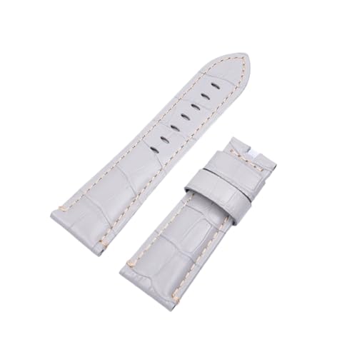 Generisch FYXT Echtes Krokodilmuster Armband for Panerai-Armband PAM441 Schmetterlingsschnalle 24 Mm 26 Mm(Grey Beige Line,26MM PAM Mark_Without Buckle) von Generisch