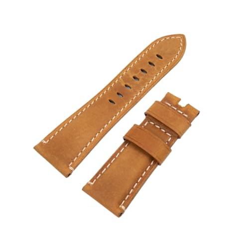 Generisch FYXT Echtes Krokodilmuster Armband for Panerai-Armband PAM441 Schmetterlingsschnalle 24 Mm 26 Mm(Yellow Brown,24MM PAM Mark_Silver Buckle) von Generisch
