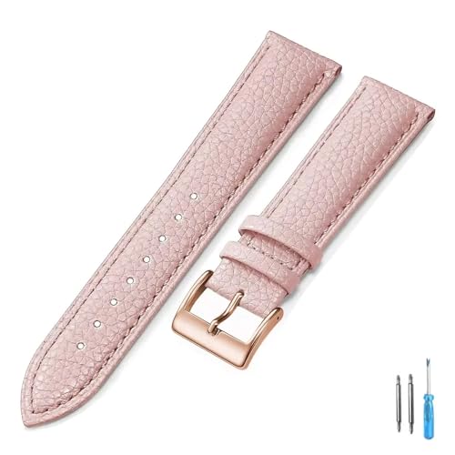 Generisch FYXT Echtes Leder Uhrenarmband 16mm 18mm 20mm 22mm Uhrenarmband For Mann Frauen Handgelenk Uhrenarmband(Pink-RG,22mm) von Generisch