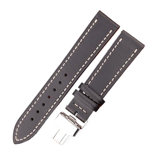Generisch FYXT Echtes Lederarmband 18 20 22 24 Mm Damen Herren Vintage Rindsleder Uhrenarmband Riemen Gürtel Zubehör Faltschließe(Black,18mm) von Generisch