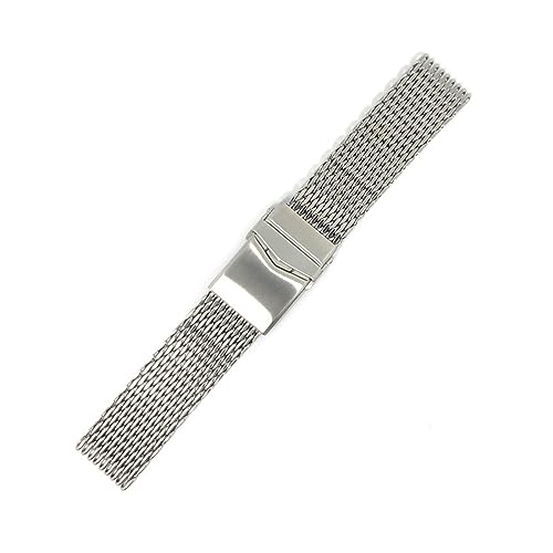 Generisch FYXT Edelstahl-Mesh-Armband Taucherarmband Solide Verstellbare Sicherheitsschnalle 18/20 / 22mm Armband Zubehör Männer Luxus(Silver,22mm,XS) von Generisch