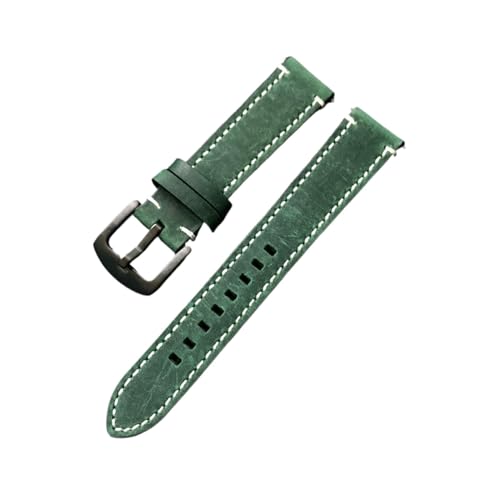 Generisch FYXT Grain Echtleder Uhrenarmband Schnellverschluss Uhrenarmbänder 18mm 20mm 22mm Vintage Uhrenarmbänder Hohe Qualität(Green-black,22mm) von Generisch